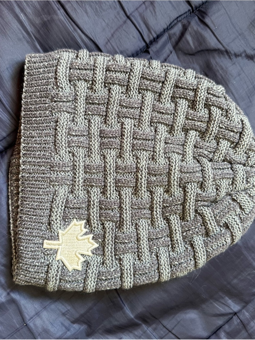 2 for 15 Textured Knit Beanie with Maple Patch